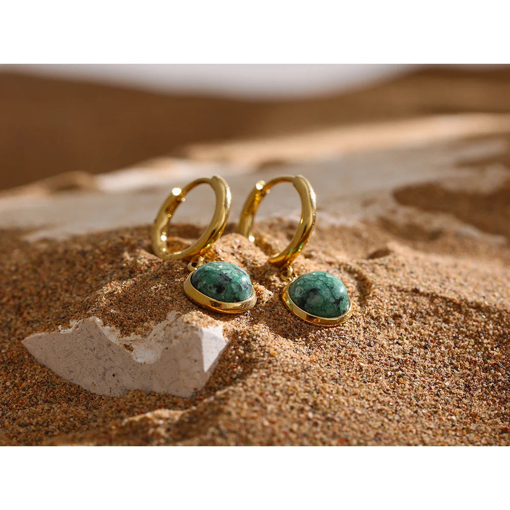 Green Natural Stone  Earrings