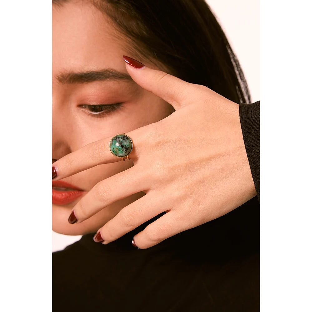 Green Natural Stone  Rings