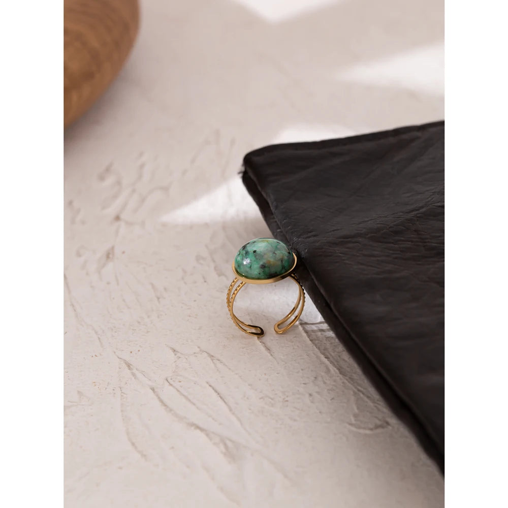 Green Natural Stone  Rings