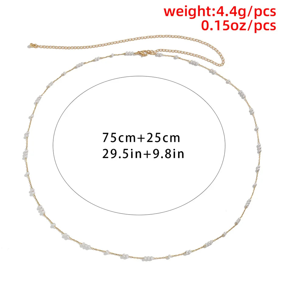 Simulate Pearl Thin Belt Waist Chain