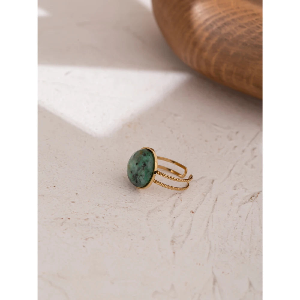 Green Natural Stone  Rings