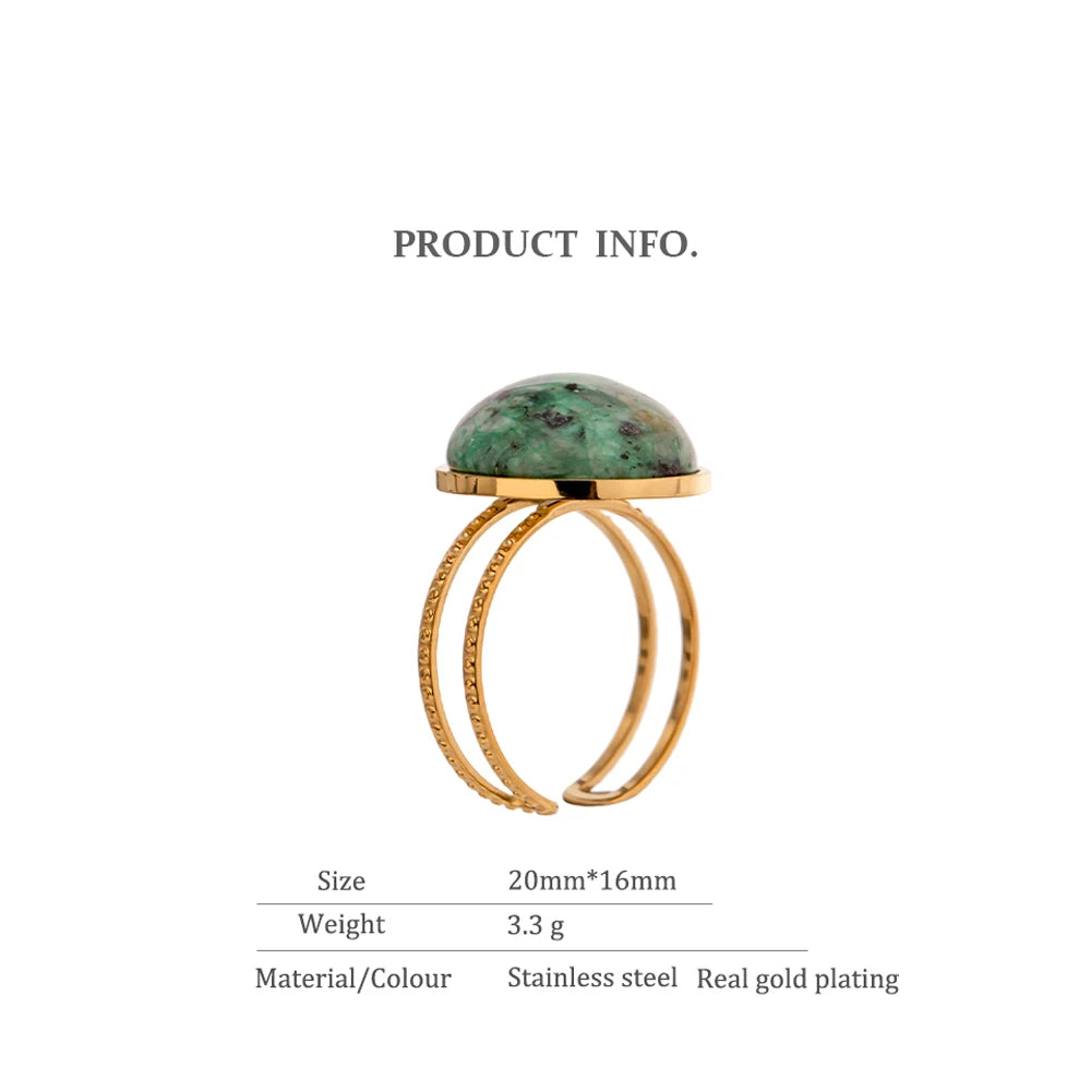 Green Natural Stone  Rings