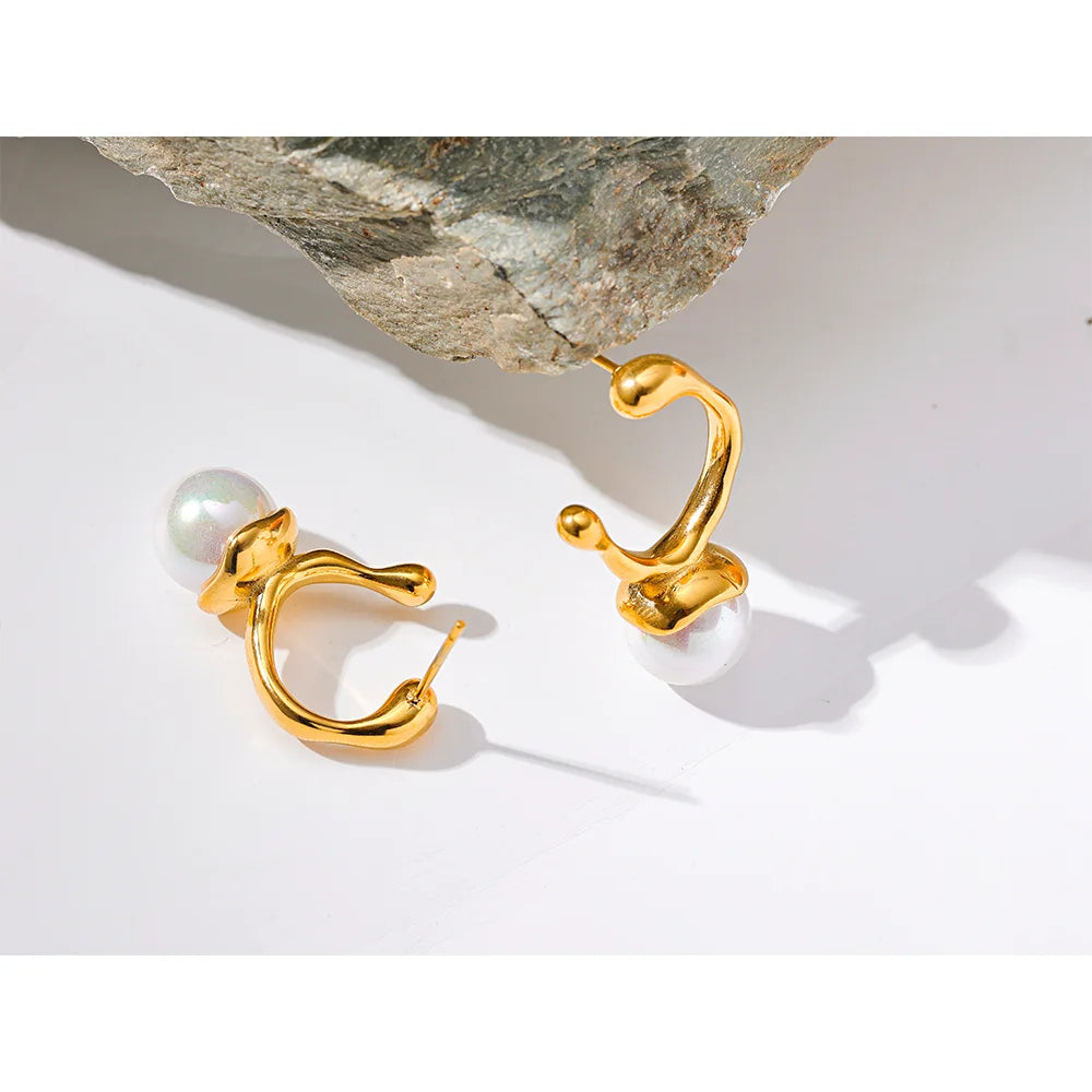 Golden Unusual Stud Earrings